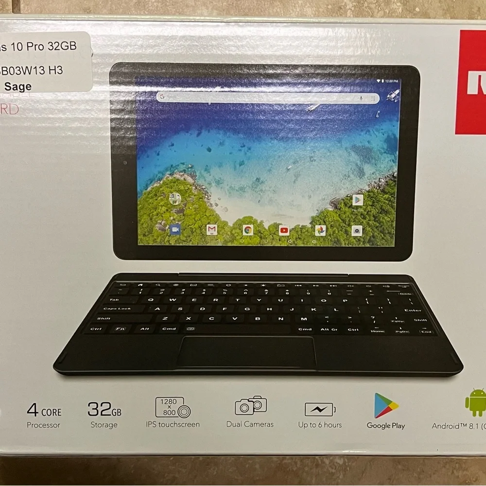 Black and Sage Green Tablet Keyboard with Compact Design